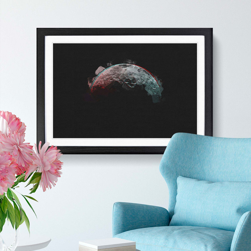 Moon - Picture Frame Graphic Art Print, 27cm H x 36cm W x 2cm D, Black Framed