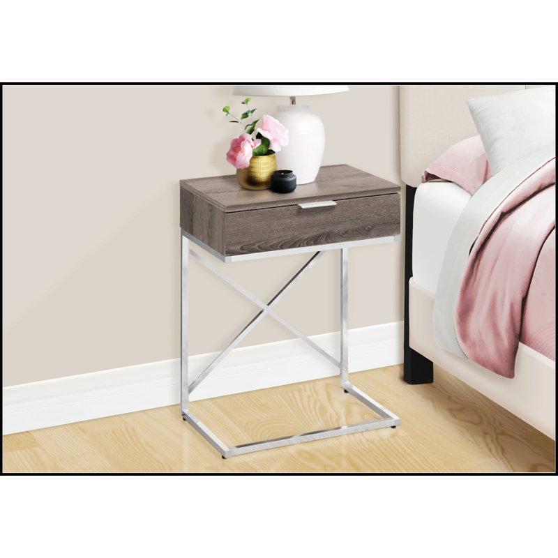 Table d'appoint avec structure en X chromée, Taupe, Argent argent