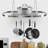 Sorbus Oval Hanging Ceiling Pot Rack with Hooks, Silver-298723039-292484332