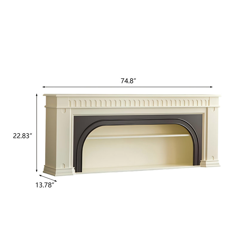 Armoire d'entrée de cheminée en bois massif et en bois manufacturé blanc et brun, H 27,56 po x l 74,8 po x P 13,78 po