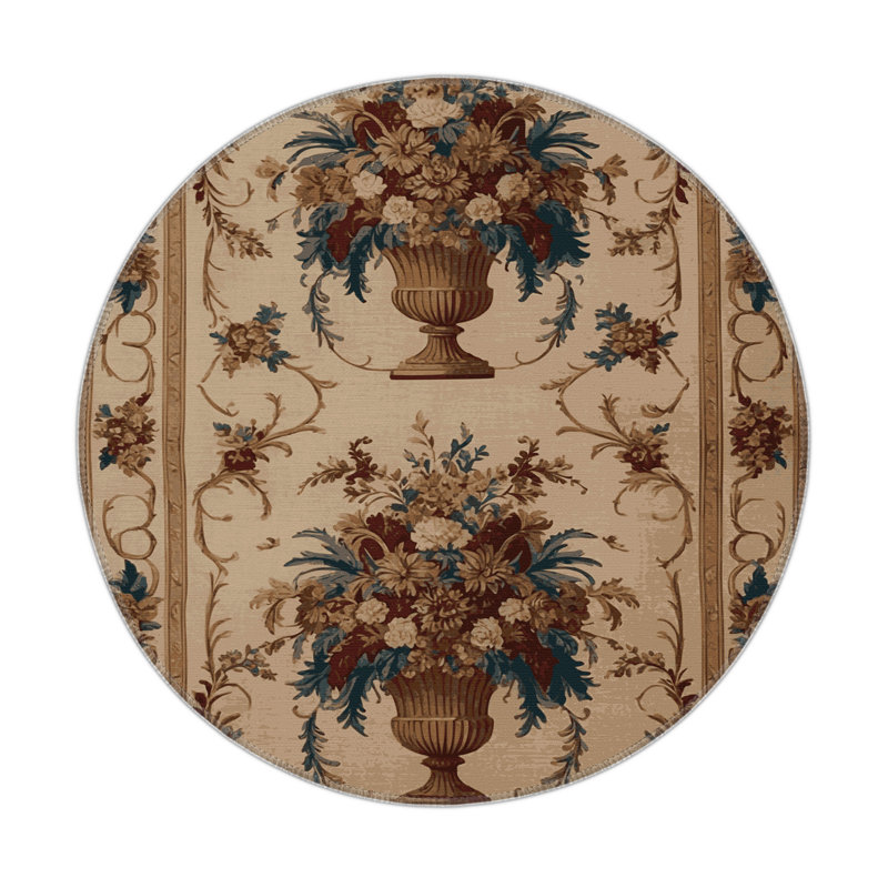 Tapis d'intérieur et d'extérieur brun français, Rond 5 pi