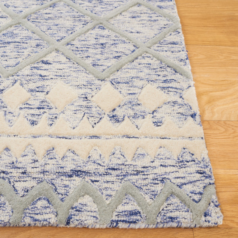 Emst Hand Tufted New Zealand Wool Southwestern Rug, Rectangle 5' x 8'
