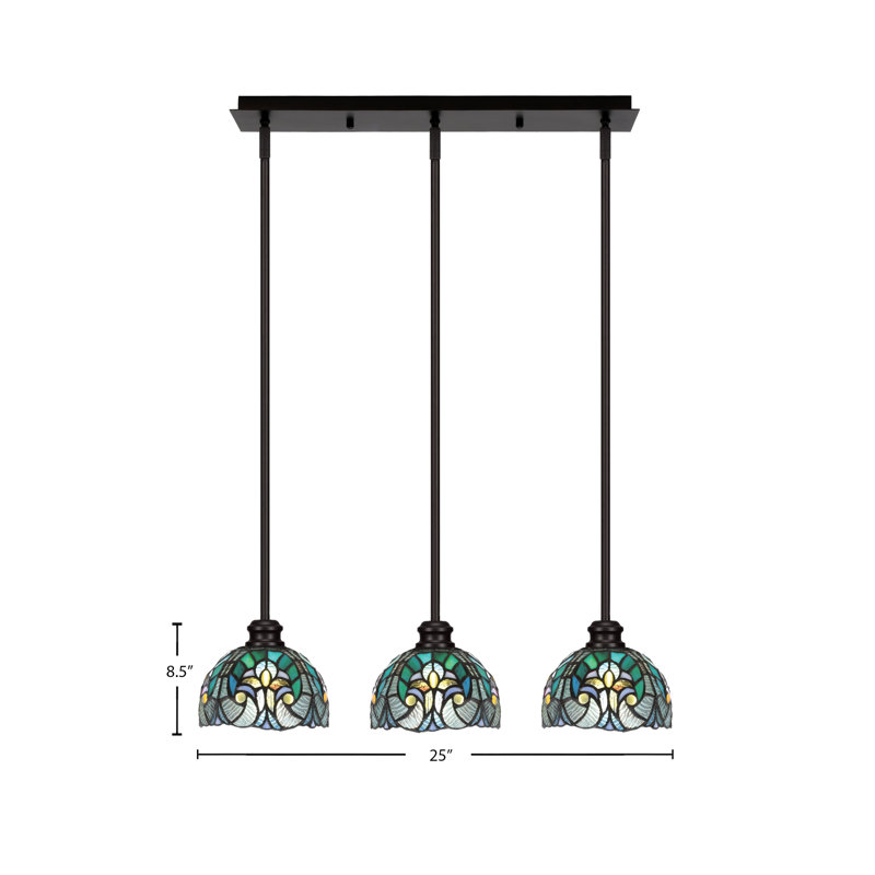 Edge 3 Light Linear Pendalier With 7" Glass, Espresso