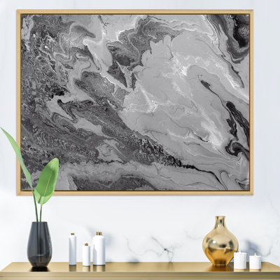 " Grey Wavy Liquid Art " Painting Print