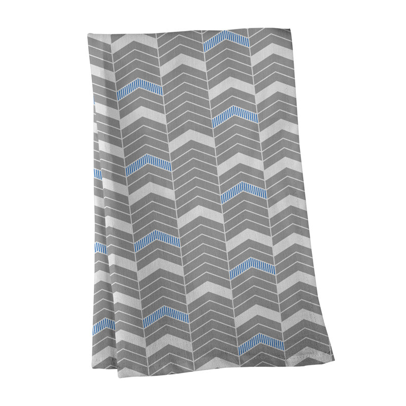 Stephenie Tea Towel Kitchen Towel, Gray/Blue, Cotton Twill