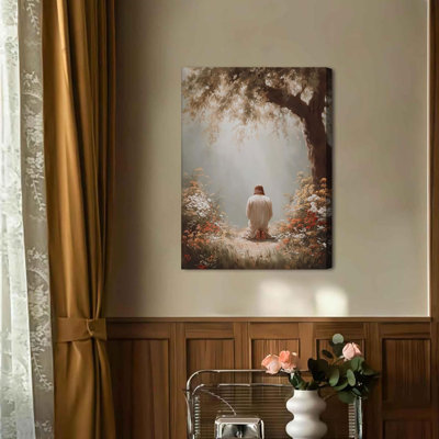 Jésus priant sur toile, art mural chrétien, décoration murale, images, divinité, misère, portrait, peinture, jardin, Gethsemane, affiche, impressions pour chambre à coucher, décoration de la maison (toile 16 x 24 po)