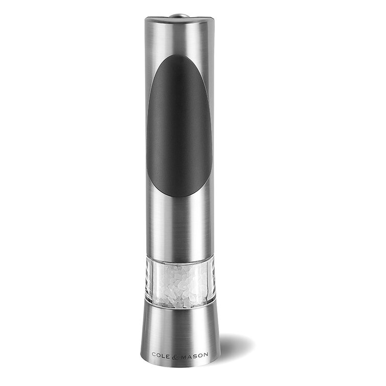 Cole & Mason H90180P Richmond Salt and Pepper Mills, Electronic,  Chrome/Acrylic, 215 mm, Gift Set, Includes 2 x Electric Salt and Pepper  Grinders