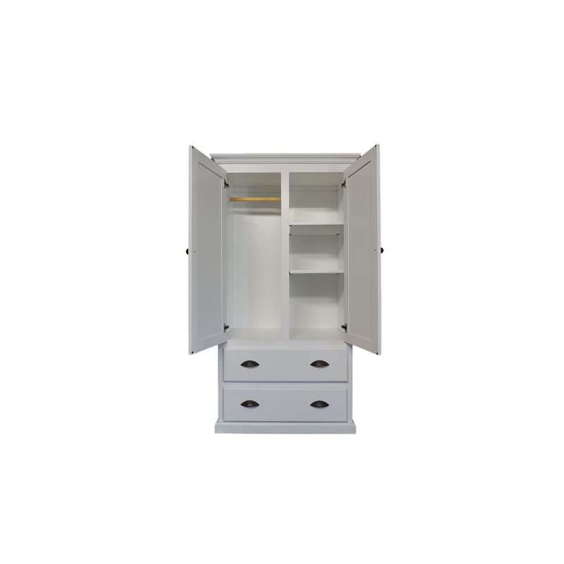Armoire en bois massif Conda, Blanc brillant