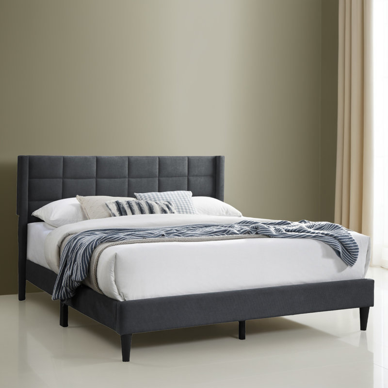 Base de lit tapissier grand format, Gris anthracite