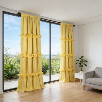 Thermal Insulated Blackout Curtains With Boho Ruched Design And Butterfly Flowers, Rod Pocket Drapes For Light Blocking, Noise Reduction, And Energy Saving