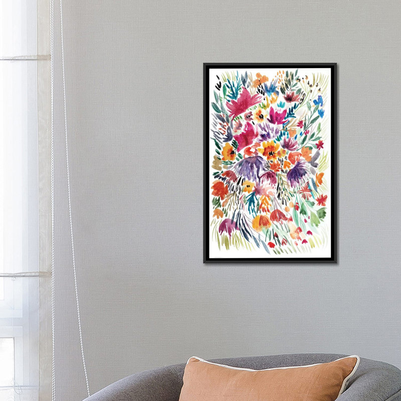 « floral field ii », reproduction sur toile, H 60 po x l 40po x P 1,5 po, Toile encadrée noire, Pas de tapis