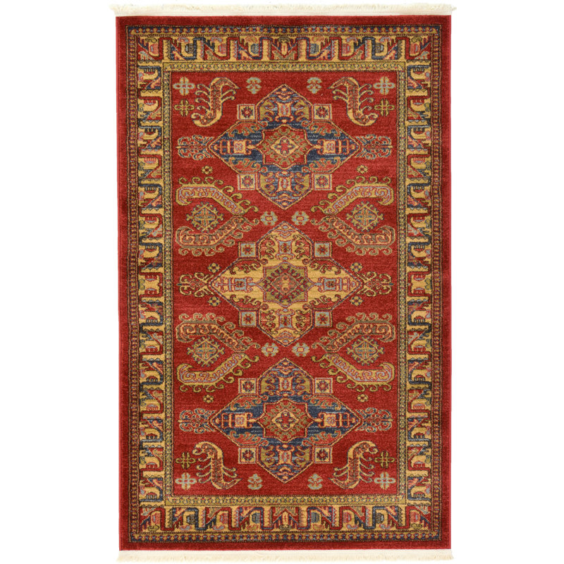 Tapis rouge à motif géométrique Eesi, Rectangle 7 pi 1 po x 10 pi