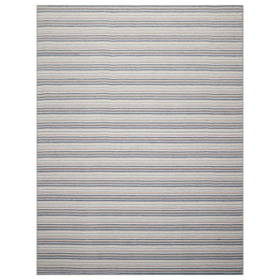 Tapis oriental ivoire touffeté à la main multicolore à rayures contemporaines