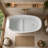 51" Solid Surface Oval Freestanding Bathtub with Overflow and Drain Assembly with Integral Seat and Headrest-129416653
