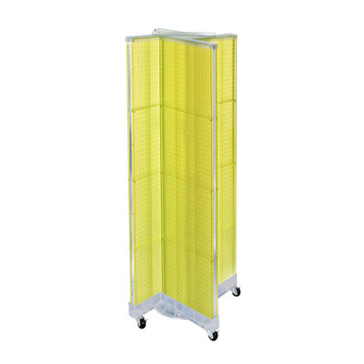 Pinwheel Pegboard Floor Display on Wheeled Base. Panel Size: 16"W x 60"H