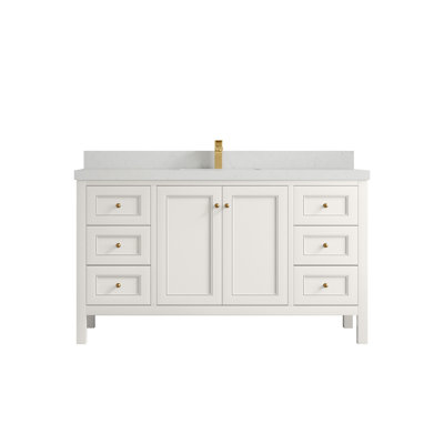 Nashville 60 In. W X 22 In. D Single Sink Bathroom Vanity In With 2 In. Quartz
