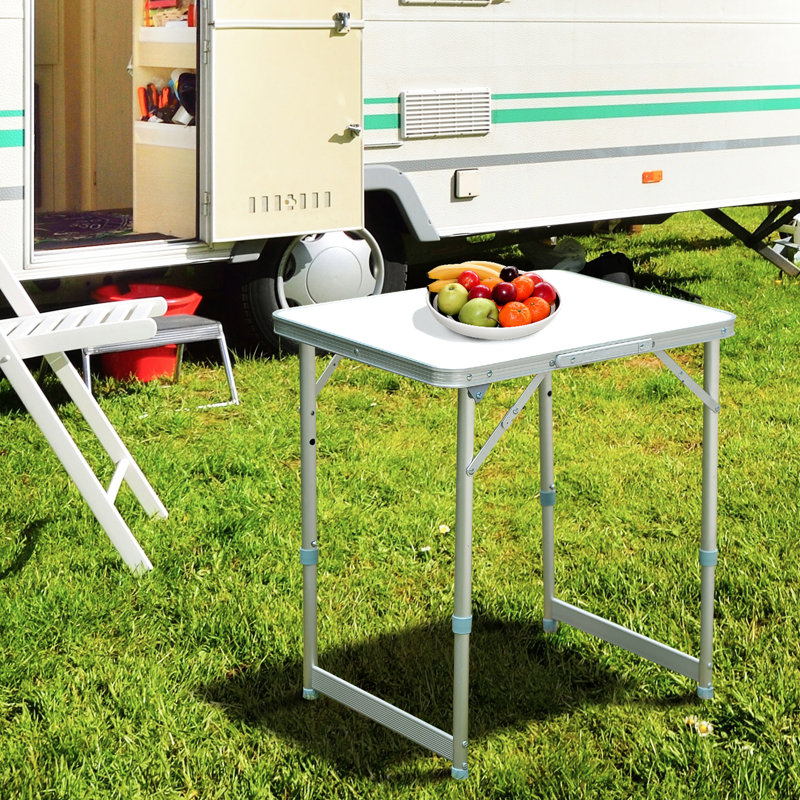 Table de camping pliante réglable en hauteur de 23 po - Portable léger pour n'importe quelle occasion, camping, pique-nique, garage gris et argent partout