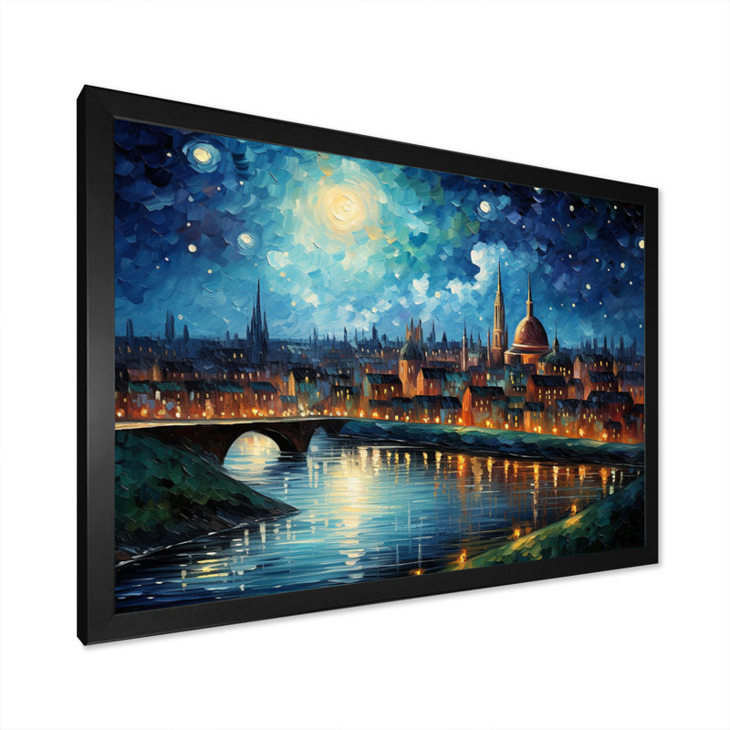 «Masterry Paris City The Starry Night III», reproduction sur toile, H 24 po x l 32 po, Cadre photo noir