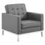 Fauteuil capitonné en cuir végétalien Loft-2015567500