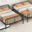 Lit superposé double au-dessus de grand lit double avec lit gigogne simple, cadre de lit-1710112722
