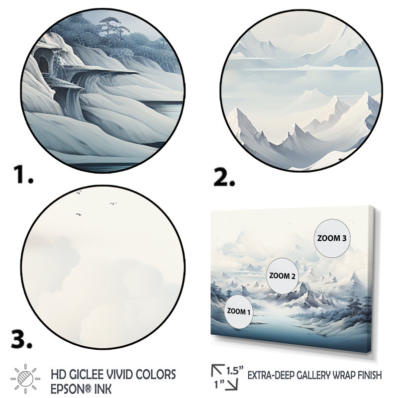 «Snowy Mountain Peaks Serenity I - Mountains Winter Multipanel», art mural