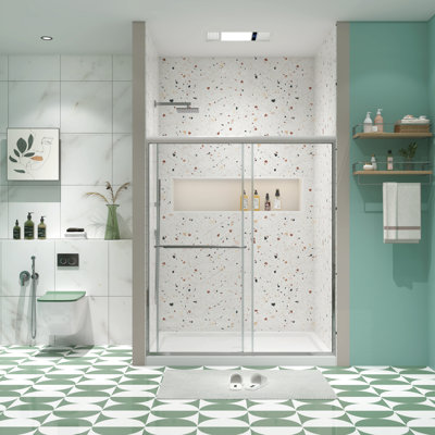 Bypass Shower Door - 44-48"X70", Tempered Glass, Chromed, Smooth Sliding, Explode Protection 44-48"X70" Door, Bathroom Use, Sliding Smoothly, Good Leak Function, Easy Setup