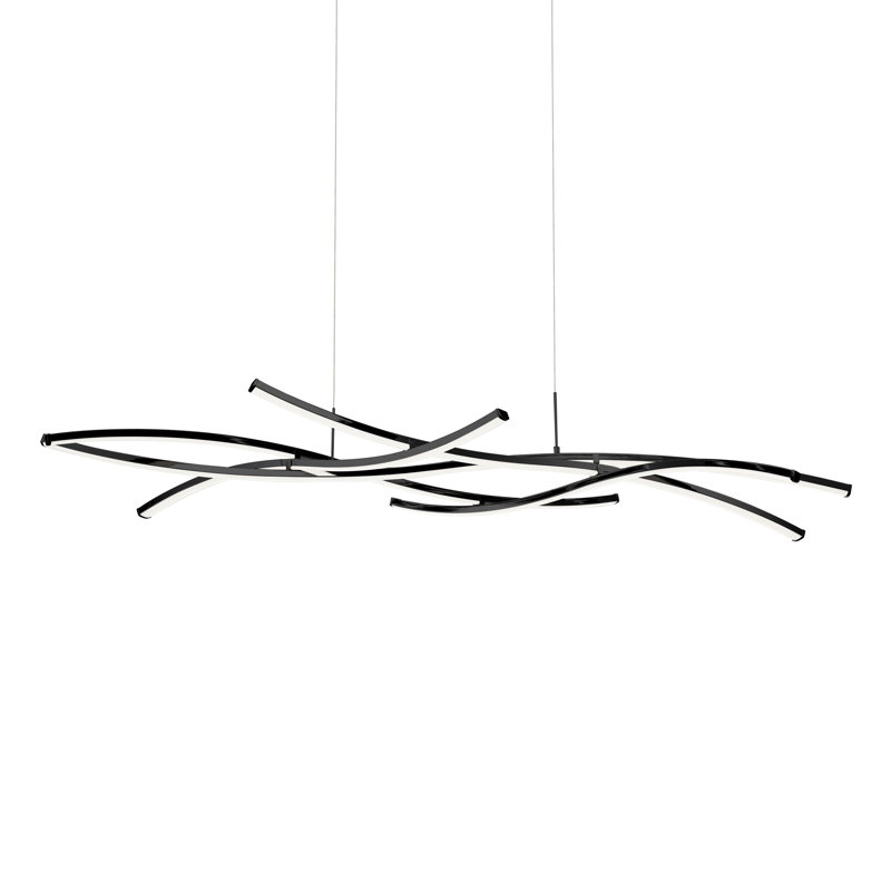 Sleek Black Divergence 9-Light LED Modern Linear Chandelier