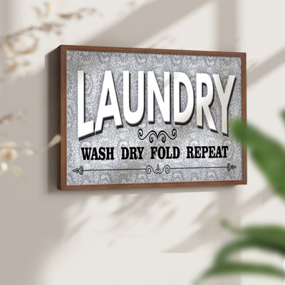 Laundry Sign Wash -Framed Print - Restickable
