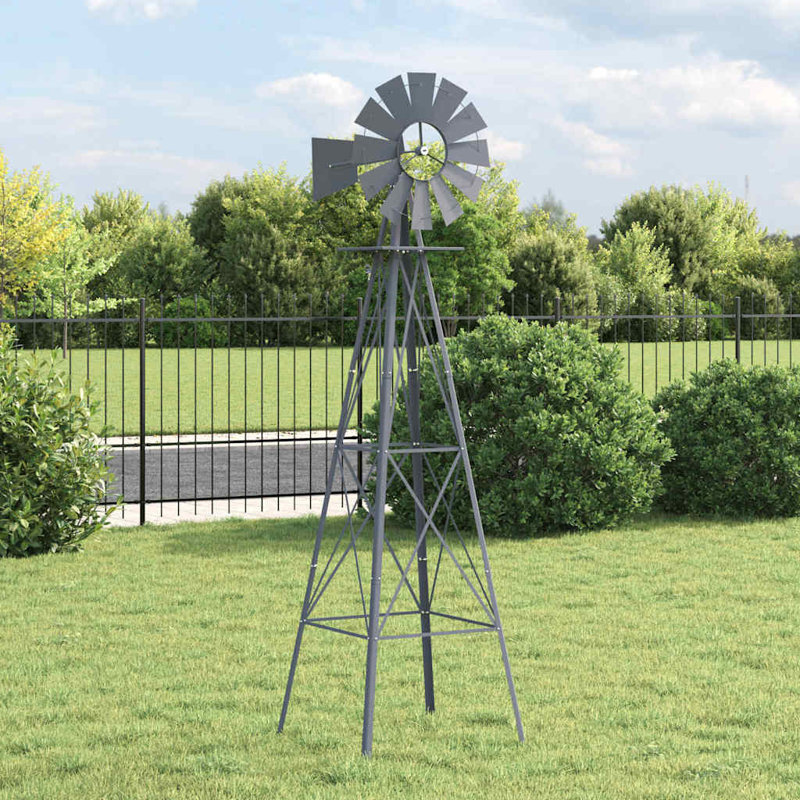  Windmill Grey Iron Garden Outdoor Feature Decorative Industrial Terrace