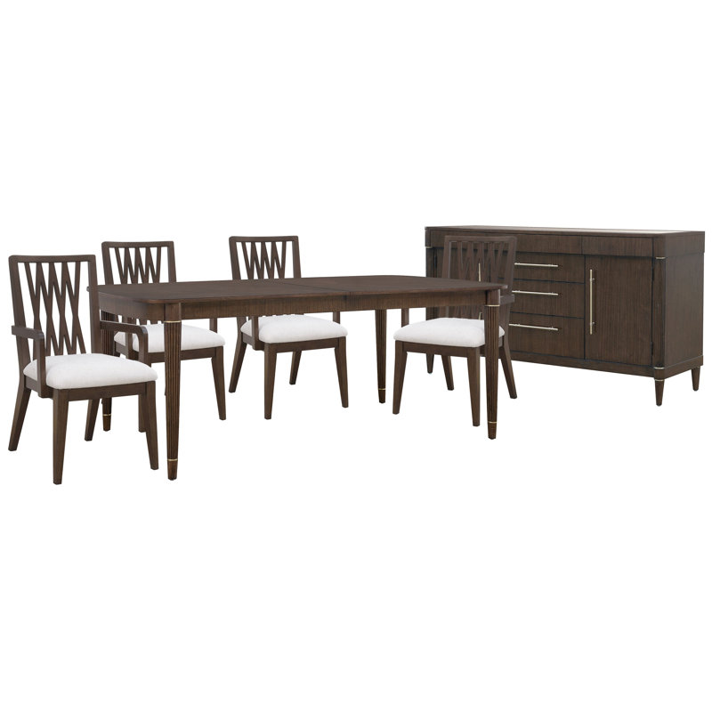 Leg Dining Table, 6 pièces: table, 4 chaises, buffet