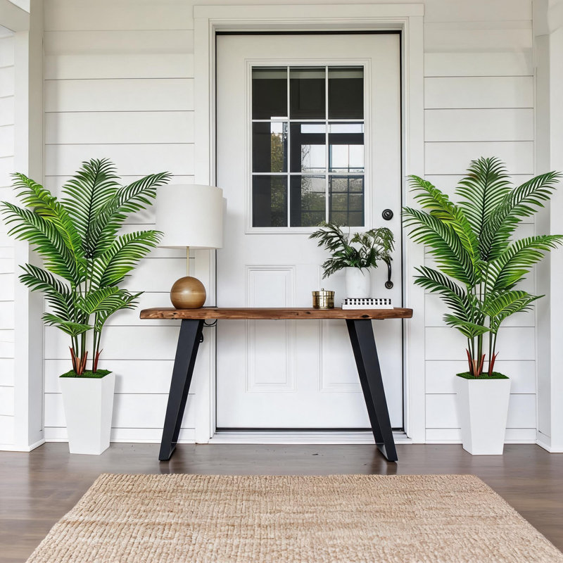 Set of 2 Artificial Areca Palm Trees – 150cm Realistic Large Silk Indoor Palms with Moss – Low Maintenance Exotic Greenery for Living Room, Office, or Conservatory