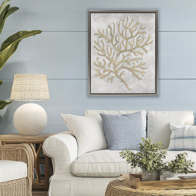 Grey Coral Drawing Floating Frame, design by Patti Bishop