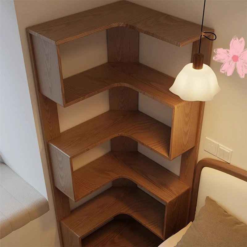 Walnut Modern Solid wood Standard Bookcase, (5 Shelves) 67.91"H x 15.75"W x 15.75"D
