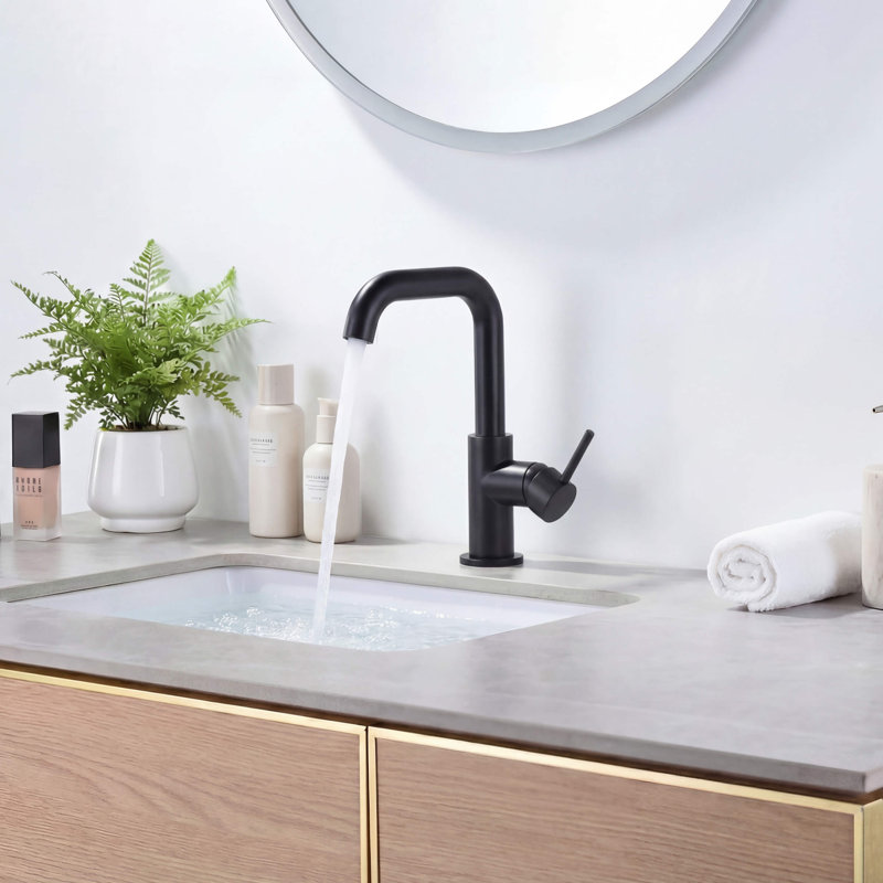 Macon Single Handle High-Arc Bathroom Vanity Sink Faucet, Matte Black