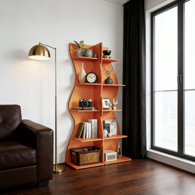 Modern 5-Tier Wall-Mounted Corner Bookshelf (2-Piece Set)