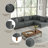 Seemab 4 - Piece Upholstered Gray Corduroy Modular Sectional with Pillow Back and Solid Wood Legs-1130684588