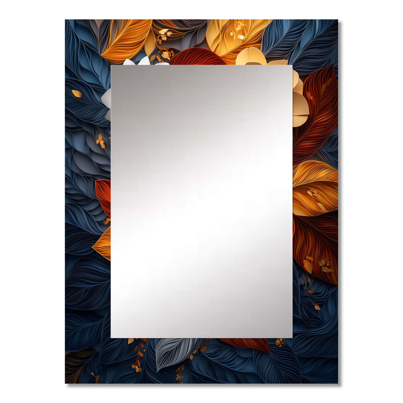 Blanc botanique floral blanc tourbillon IV - miroir unique botanique, grand miroir mural blanc, impression d'art en métal