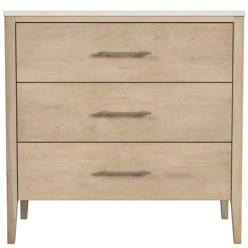 Commode d'appoint 3 tiroirs Isa, Marron clair