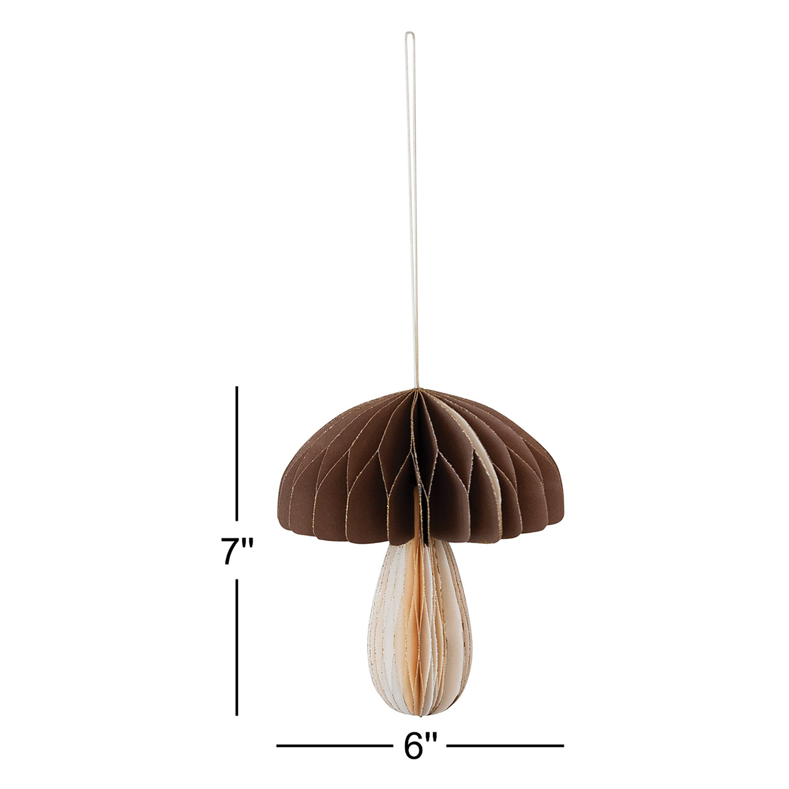 Paper Mushroom Folding Honeycomb Ornament Set With Gold Glitter Edge