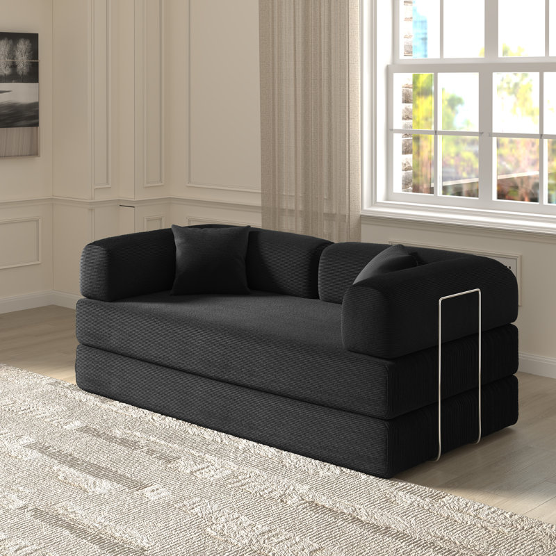 Jordan 78.4''Foldable Three Person Sofa Bed, Black