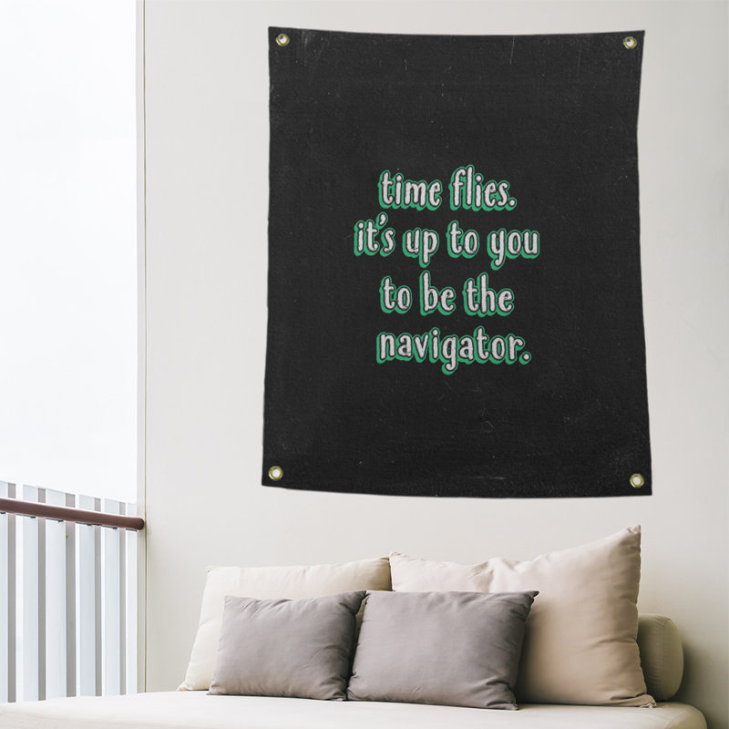 Tapisserie tableau noir en polyester time quote, H 36 po x l 26 po, Vert