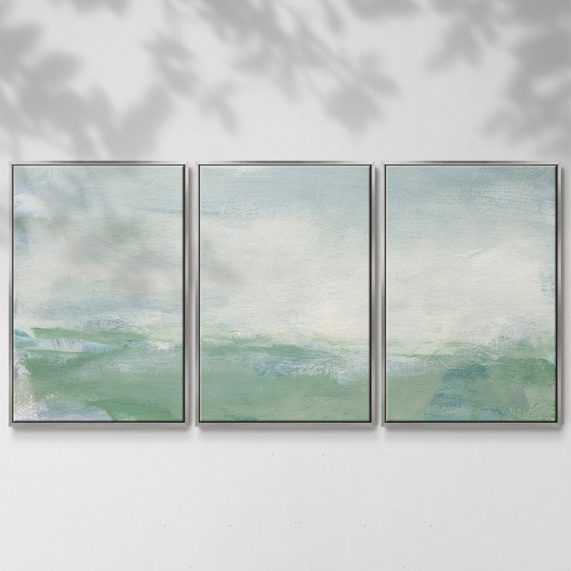 Coastal I - Multi Piece Framed Canvas, 36" H x 75" W x 2" D, Silver