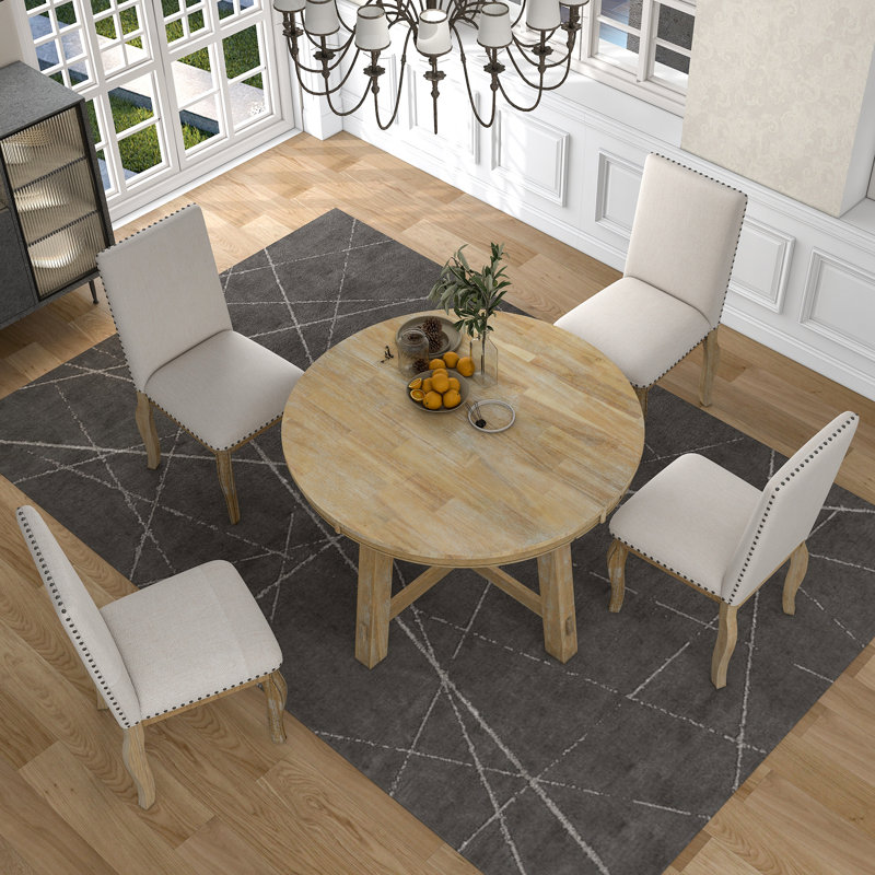 Zaena 4 - Person Extendable Dining Set, Natural Wood Wash, Beige, Natural Wood Wash