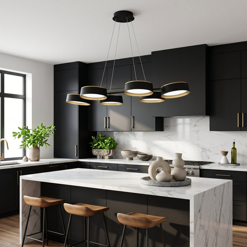 Jahim Integrated LED Matte Black Linear Chandelier