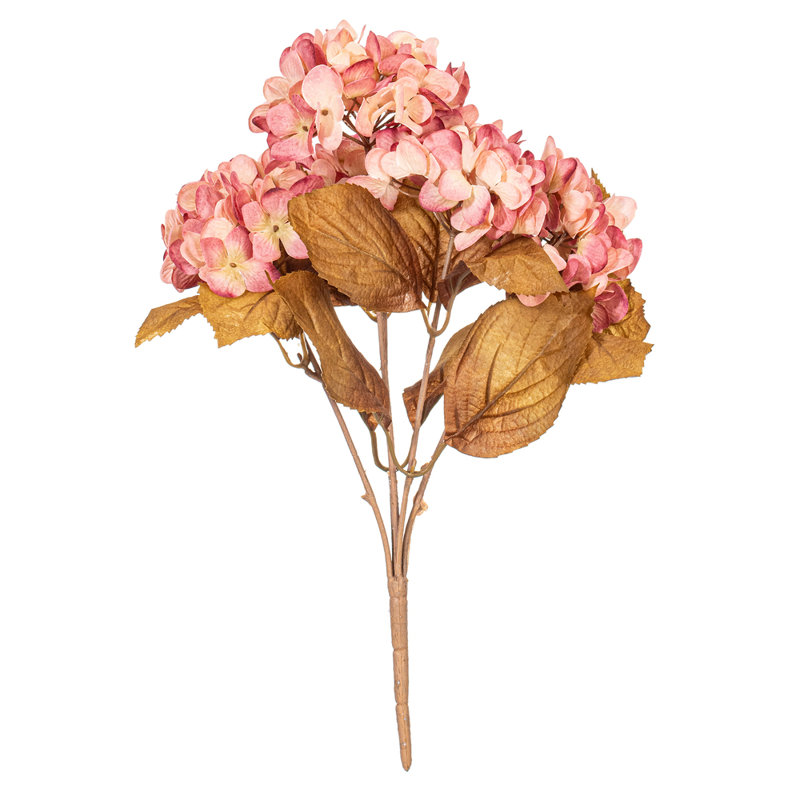 Vickerman 16.5" Artificial Yellow/Brown Hydrangea Bush 2/Bag. Recommended for indoor use., Pink