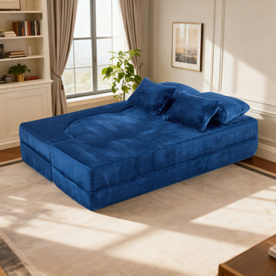 Canapé-lit en chenille Boneless, grand, futon pliable en mousse à haute densité
