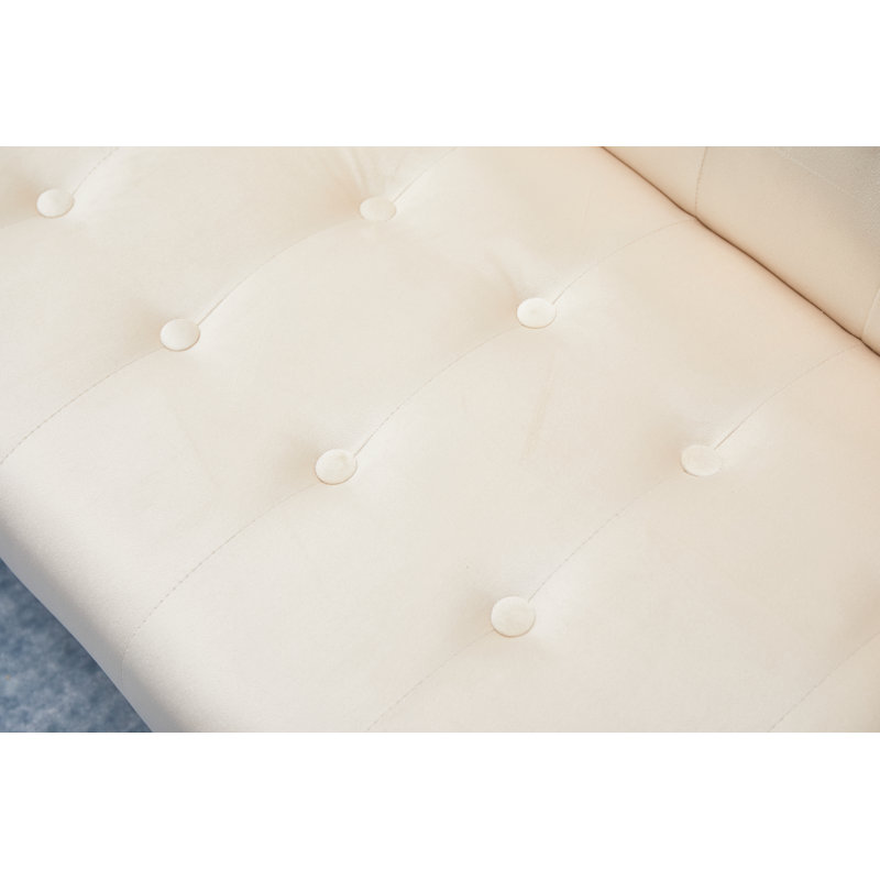 Amalyn 75'' Velvet Reclining Sleeper Sofa, Beige Velvet