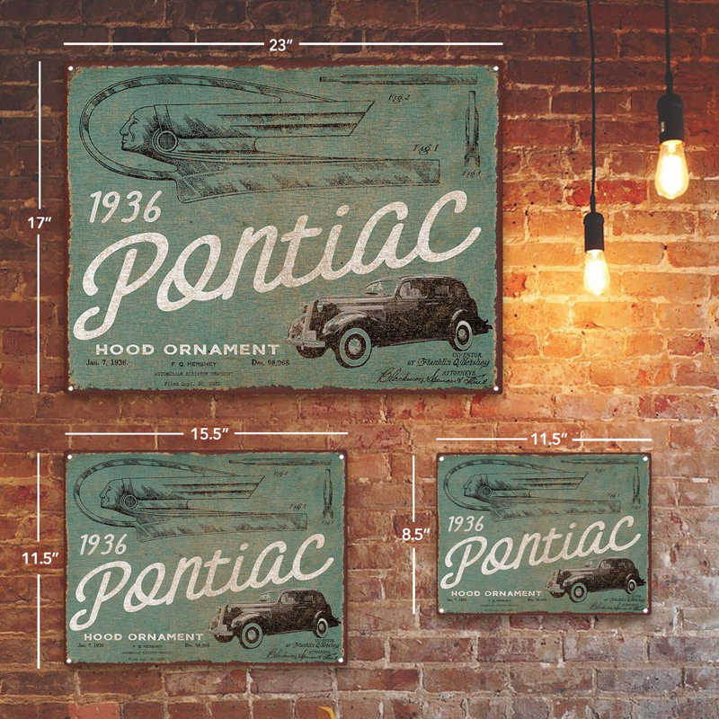Rétro 1936 Pontiac - reproduction non encadrée sur métal