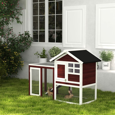 Maison 48 "avec toit en asphalte - matériau, plateau amovible, faire profiter une vie confortable en bois de lapin et espace de vie naturel 48", brun
