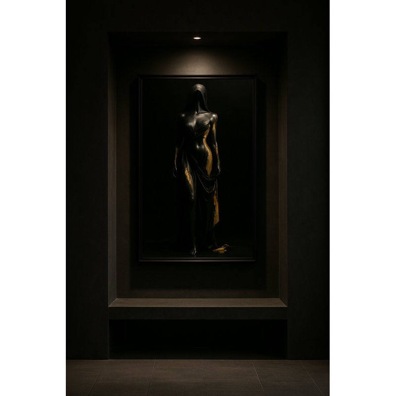 Toile encadrée «Gilded Veil» - cadre noir, Noir